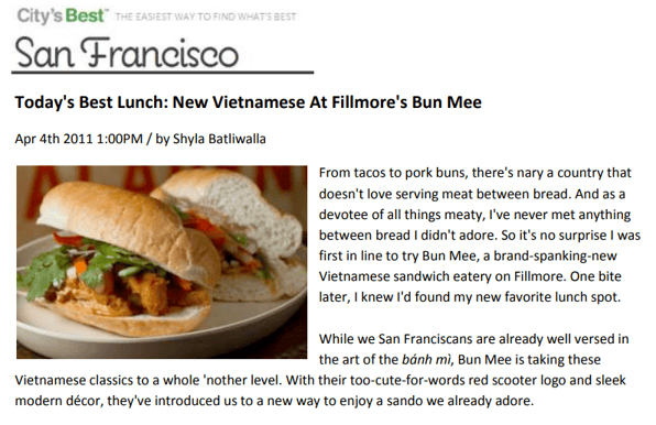 Today's Best Lunch: New Vietnamese At Fillmore's Bun Mee